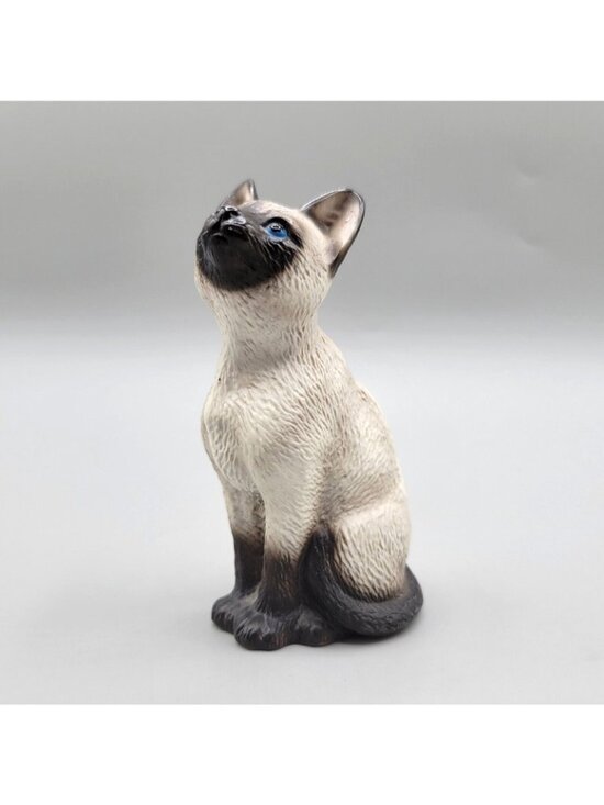 Harvey Knox Kingdom Siamese Cat Porcelain Sitting Global Art Japan Signed - Picture 2 of 6